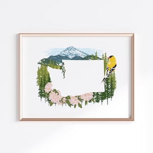 Washington State Print - Mount Rainier // Staatskaart Silhouet