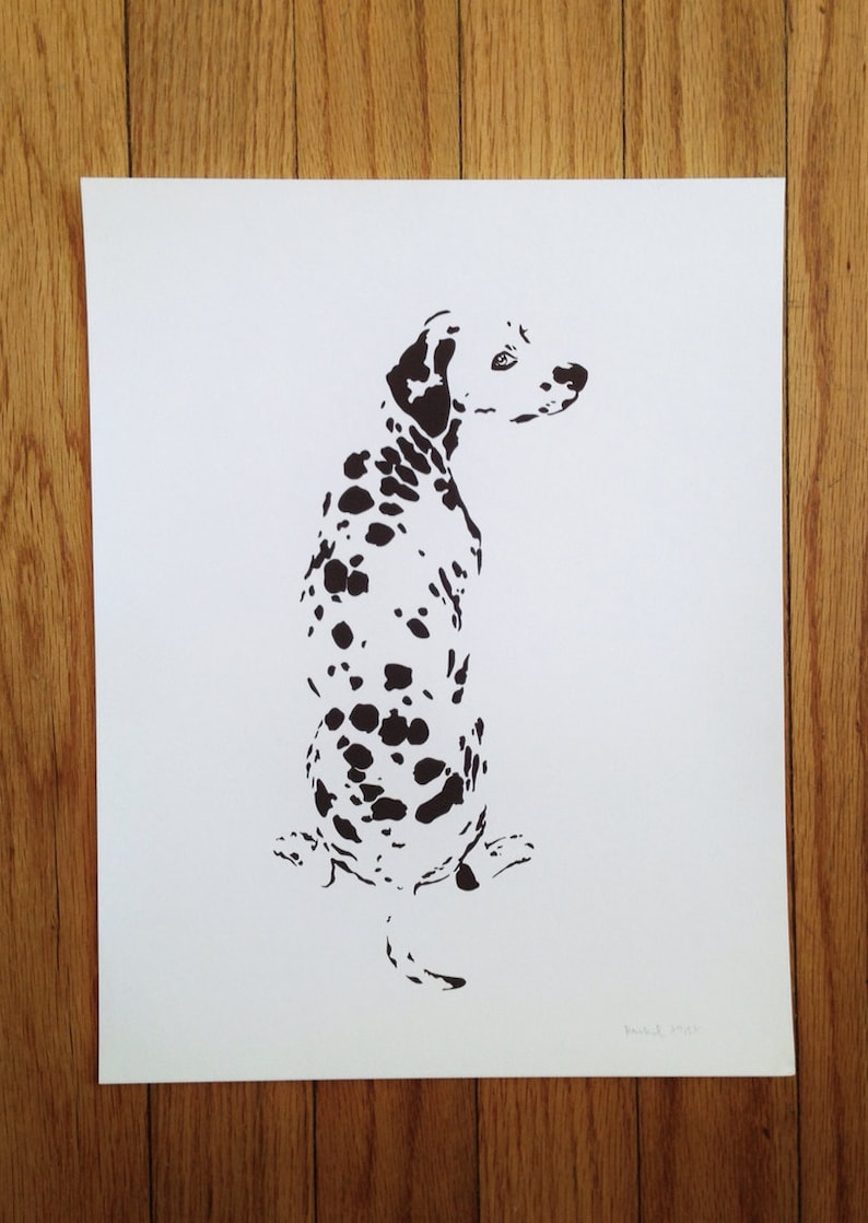 Dalmatian Print fine art print of original ink drawing image 2