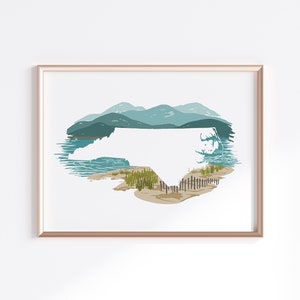 North Carolina State Print - Küste // Landkarte Silhouette