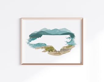North Carolina State Print - Coast // State Map Silhouette