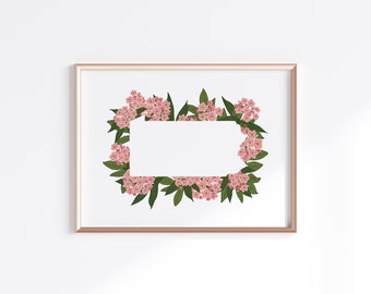 Pennsylvania State Print - Mountain Laurel  // State Map Silhouette