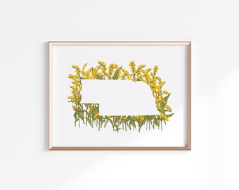 Nebraska State Print - Goldenrod // State Map Silhouette