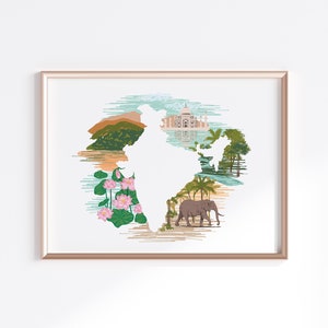 India Print - Landscape // Country Map Silhouette