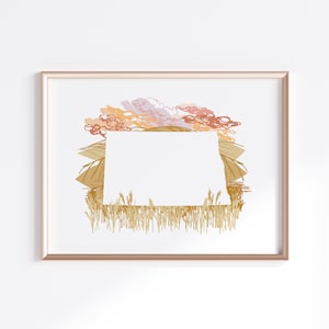 North Dakota State Print - Wheat // State Map Silhouette