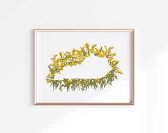 Kentucky State Print - Goldenrod // State Map Silhouette