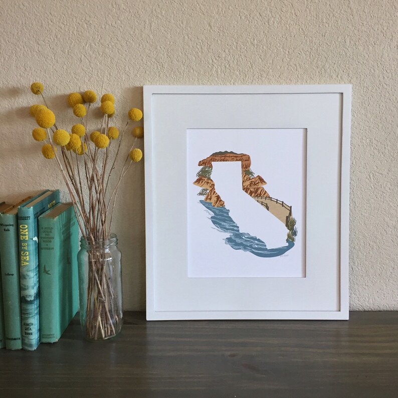 California State Print Coastline // State Map Silhouette image 4