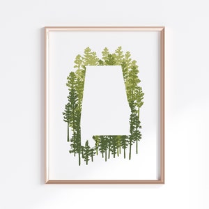 Impression de l'état de l'Alabama - pin // Silhouette de carte de l'état
