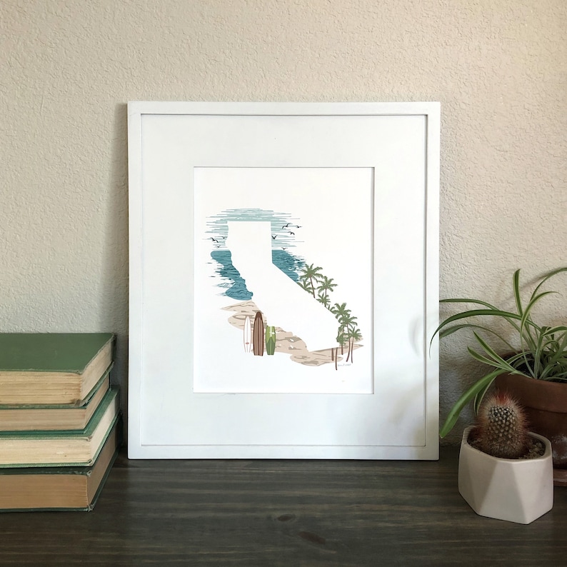 California State Print Beach // State Map Silhouette image 3