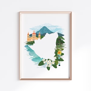 Nicaragua Print - Berge // Landkarte Silhouette