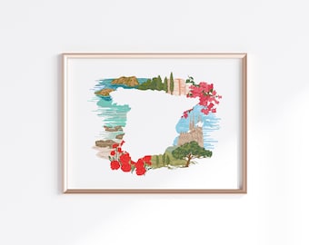 Spain Print - Landscape // Country Map Silhouette