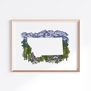 Montana State Print - Mountains // State Map Silhouette