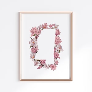 Mississippi State Print - Pink Magnolia // State Map Silhouette