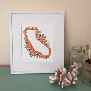 California State Print Poppies // State Map Silhouette image 3