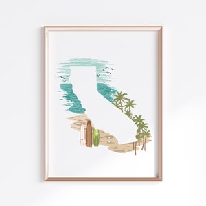 California State Print - Beach // State Map Silhouette