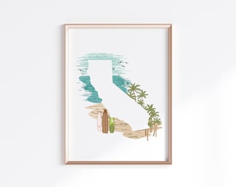 California State Print - Beach // State Map Silhouette