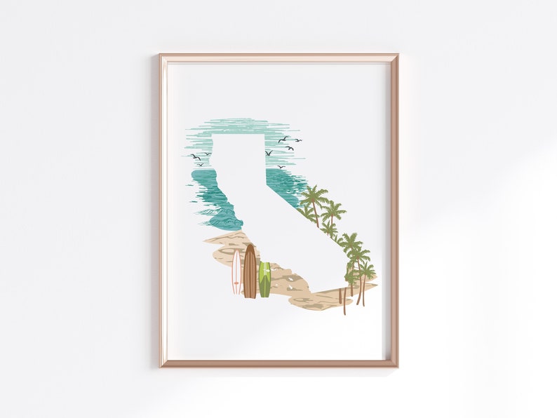 California State Print Beach // State Map Silhouette image 1