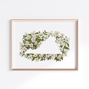 Virginia State Print - Dogwood // State Map Silhouette