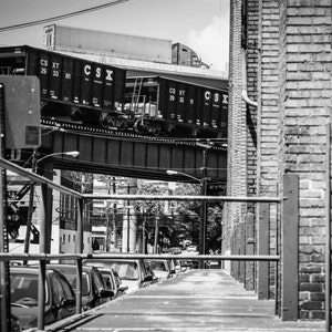 RVA Photography, RVA, Black and White Photography, Richmond VA City Print, Street Photography, City Train.
