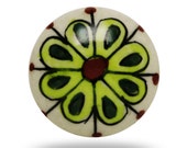 Decorative Round Charm Knob, Ceramic Geraldine Knob in White Black Yellow, Round Draw Pull, Kitchen Cabinet Door Knob, Cupboard Pull
