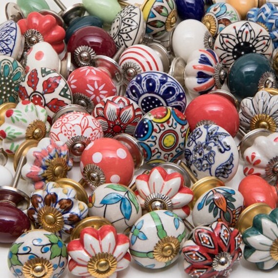 Bulk Lot Of 100 Mixed Decorative Ceramic Door Knobs Irregular Etsy