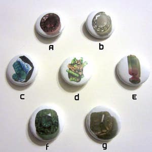 Crystal and Gem 1&quot; Pinback Buttons - 7 Designs!