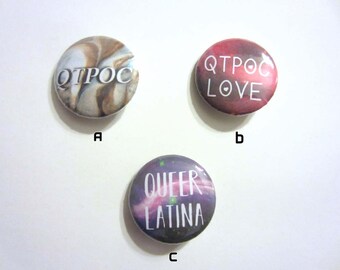 QTPOC (Queer and/or Trans People of Color) 1" Pinback Buttons - 3 Designs!