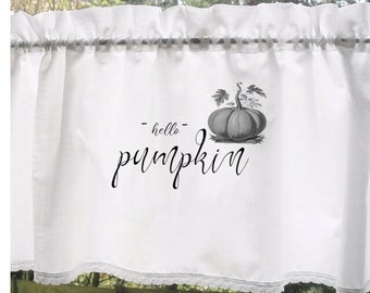 Gardine SHABBY Chic *hello pumpkin* Scheibengardine Bistrogardine Landhaus Vintage