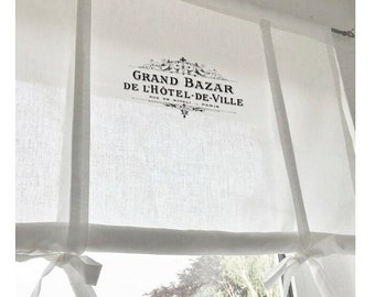 bedrucktes Raffrollo weiße Gardine Vorhang Grand Hotel Shabby Chic
