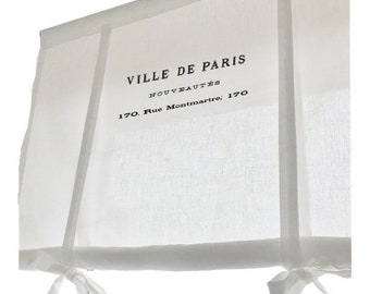bedrucktes Raffrollo weiße Gardine Vorhang Ville de Paris Shabby Chic