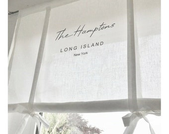 Shabby Raffrollo The Hamptons Vintage bedruckt Vorhang Gardine Antik Shabby Chic