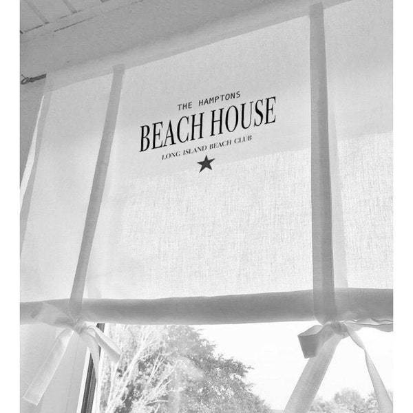 Beach House Raffrollo weiße Gardine Vorhang Badezimmer Shabby Chic