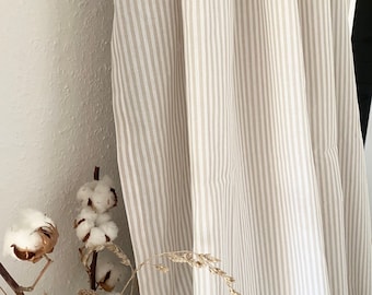 Curtain beige or gray striped cotton curtain country house Nordic