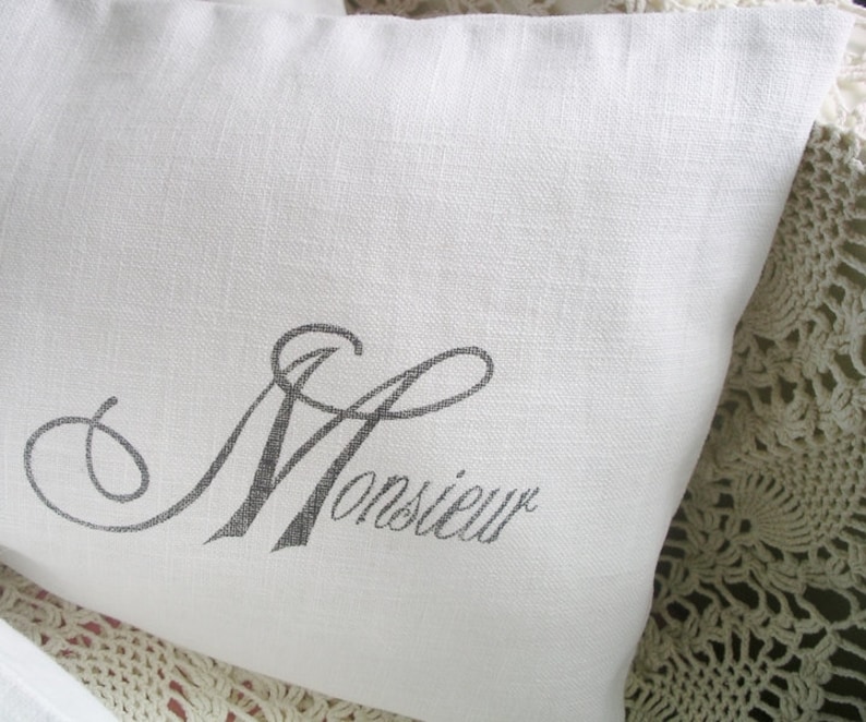 Hand printed * 2x Elegant Linen pillow cover wedding