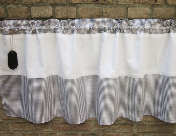 Curtain Shabby Chic Grey White Country House Vichy Karo Etsy
