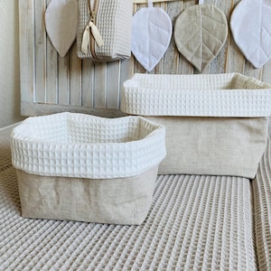 Utensilo Linen Waffle Pique Basket Organizer Fabric Basket Changing Table Color Choice