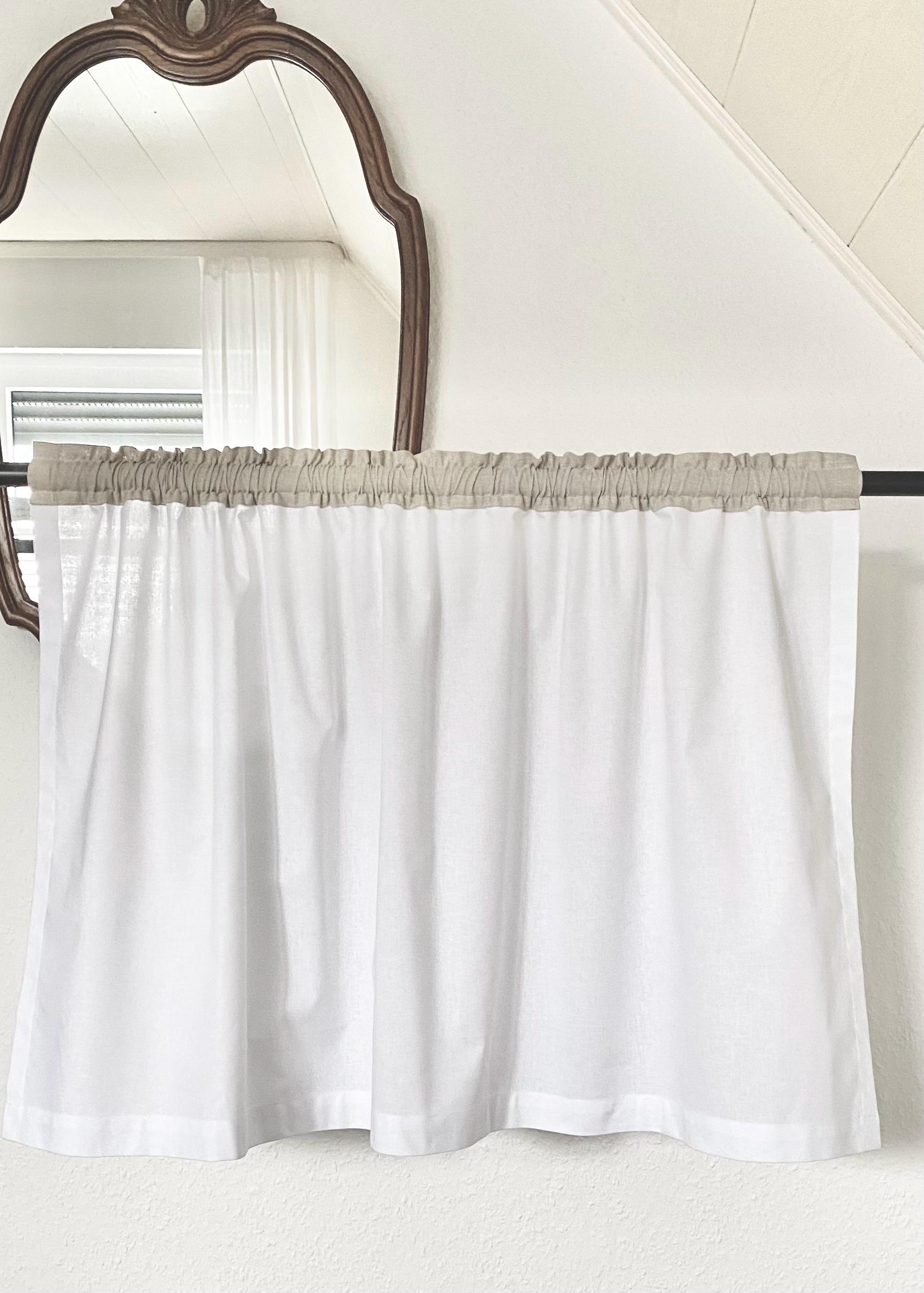 Curtain cotton country house vintage curtain shabby chic sheer curtain bistro curtain white beige curtain made to measure