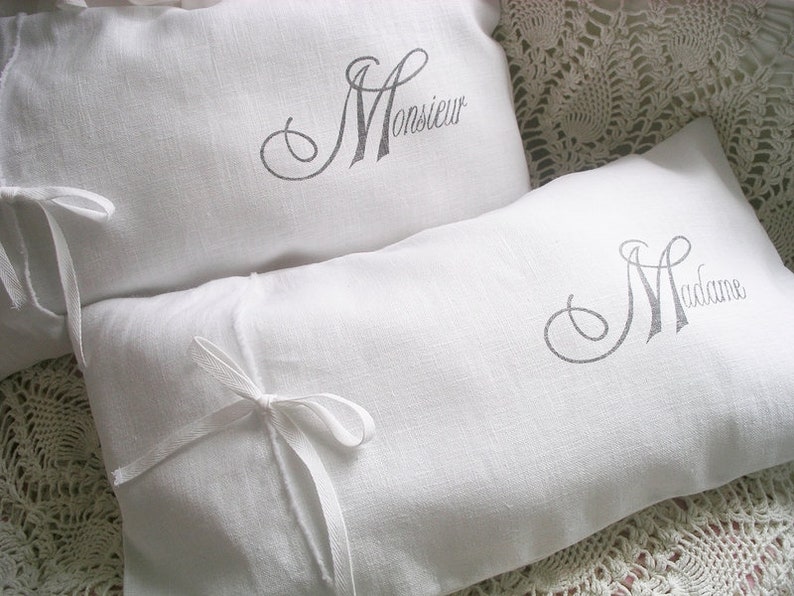 Hand printed * 2x Elegant Linen pillow cover wedding