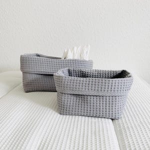 Utensilo light grey waffle pique basket organizer fabric basket changing table color selection