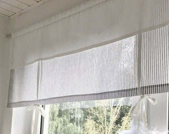 Striped Roman blind curtain shabby chic gray beige white natural old pink