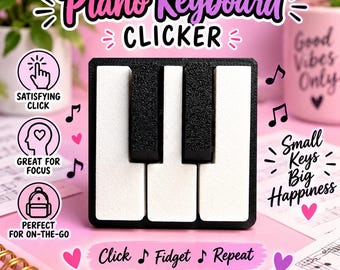 Piano Keyboard Clicker Keychain | Satisfying Clicker | Music Lover Gift | Sensory Desk Toy | 3D Printed Fidget Toy | ADHD | Birthday Favor