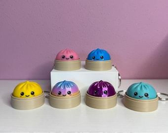 Dumpling Clicker Keychain, Cute 3D Printed Fidget Toy, Sensory Clicker Keychain, Kawaii Fidget, Backpack Charm, Desk Fidget Gift