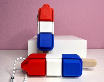 Bomb Pop Fidget Clicker | Red White Blue Popsicle Fidget Toy | 3D Printed Clicker | Patriotic Sensory Toy |  Summer Fidget Gift