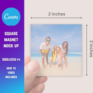 Square Magnet Mockup | Canva Drag and Drop Mockup Template | Fridge Magnet Mockup | Hand held Mockup | Canva Mockup | Magnet Template