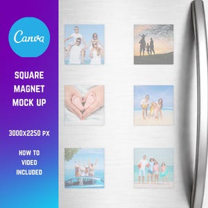 Mockup kwadratowego magnesu | Szablon makiety „przeciągnij i upuść” Canva | Mockup magnesu na lodówkę | Mockup do ręki | Mockup Canva | Szablon magnesu