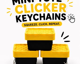 Tote Clicker Keychain Fidget Toy, Mini Storage Tote Fidget Clicker, ADHD Sensory Fidget, Clicky Keychain, Sendory Desk Toy