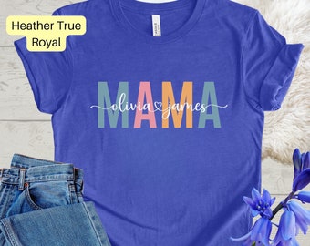 Custom Mama Shirt, Mom T-Shirt With Children's  Names, Personalized Mama Shirt, Mother's Day Gift, Custom Mom Shirt, Gift for Mom