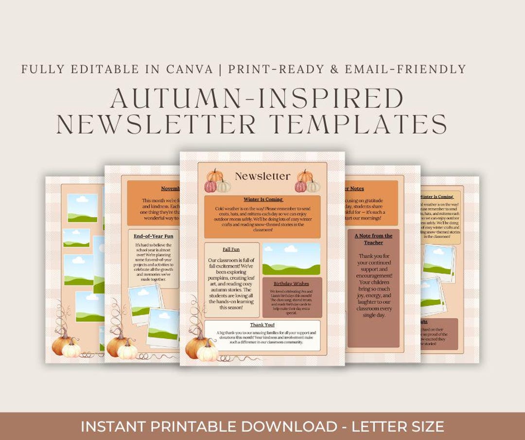 Fall Newsletter Templates – Editable Canva Templates for Autumn Email ...