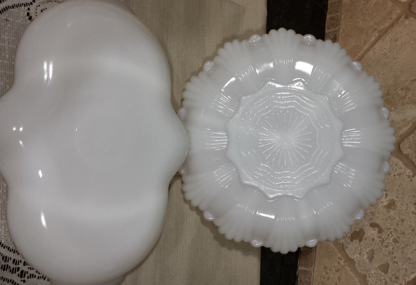 TWO Pieces Anchor Hocking Fire King Milk Glass With 22K Gold Etsy