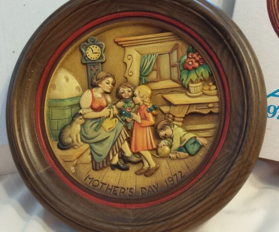 【M様】ご確認　アンリ人形　Ferrandiz 【母の日プレート・1974】 Anri Ferrandiz Mother's Day Plate, Wood Plate From 1972 - Etsy
