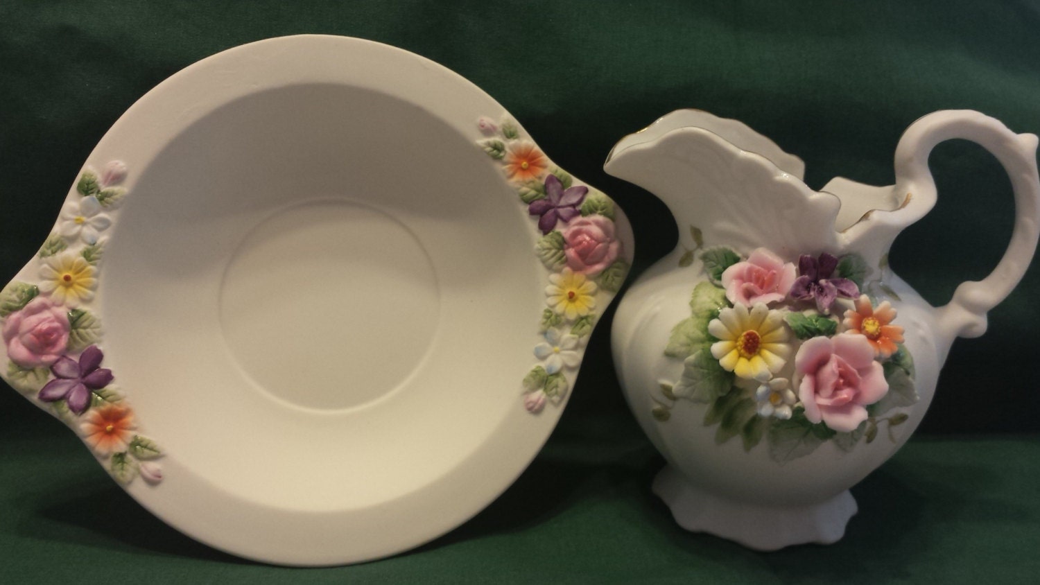 Lefton China pitcher and bowl KW3221 hand painted Japan Etsy